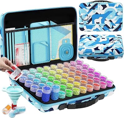 ARTDOT 5D Diamond Art Storage Boxes 60 Slots 101pcs Accessories Kit Blue