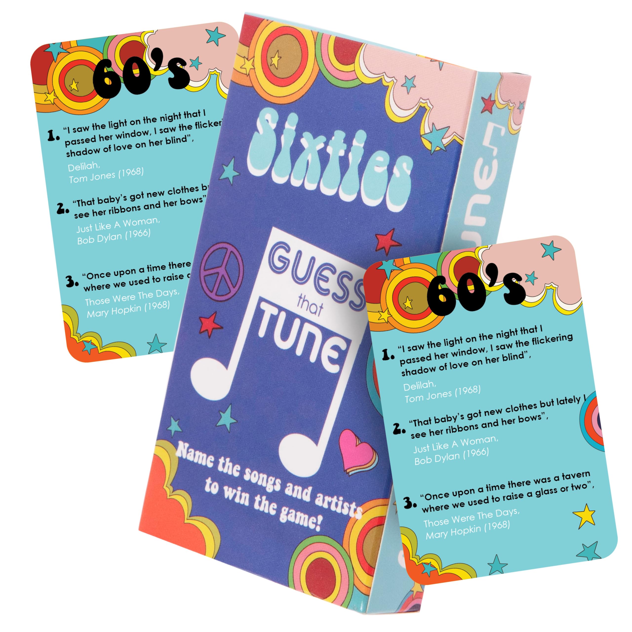 Boxer Gifts Sixties Guess That Tune Music Quiz Game - Party Games For Adults & Family - 1960s Songs Trivia - 60s Gifts For Men & Women, Blue