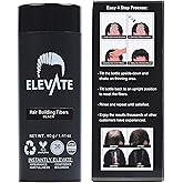 ELEVATE Hair Fibers for Thinning Hair Large Size 40g Bottle - 100% Natural Undetectable Keratin Fibers to Instantly Fill in Thinning Balding Loss Area Fuller in 30 Seconds Men & Women (Black)