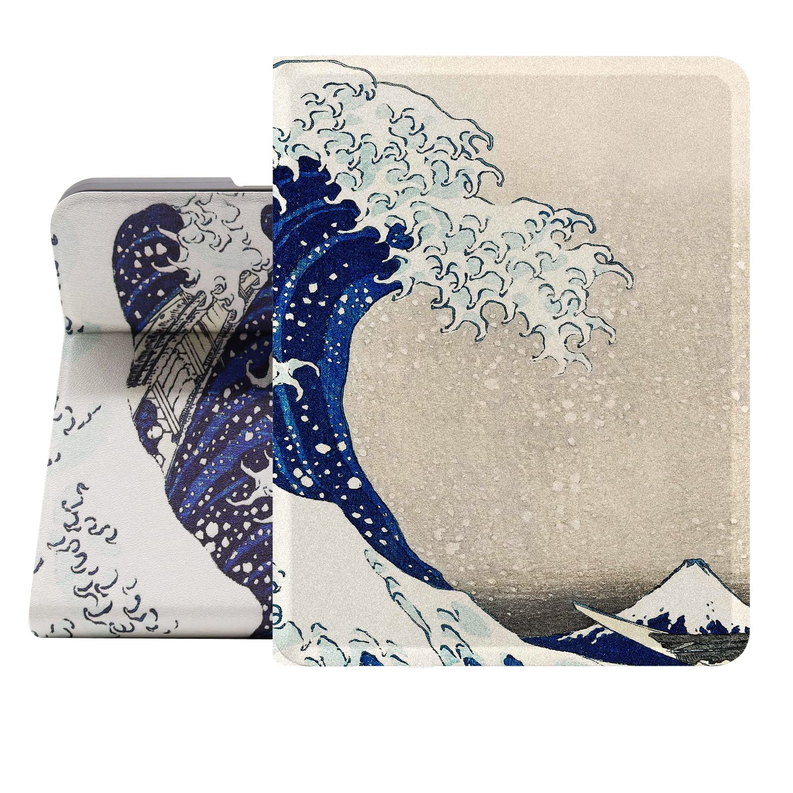 Berkin Arts Compatible with iPad Mini 4th/5th Generation Case (7.9 Inch) Case 2019 2018 2017 2016 2015 Folio Case Premium Leather Cover Ukiyo-e Japanese Style (The Great Wave by Hokusai)