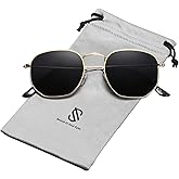 SOJOS Small Square Polarized Sunglasses for Men and Women Polygon Mirrored Lens SJ1072 Gold/Grey