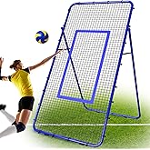 Adjustable Volleyball Rebounder Net 7x4 FT, Steel Frame & High-Tension PE Netting, Durable & Portable Volleyball Training Equipment Practice for Improving Volleying, Bumping, Spiking Skills