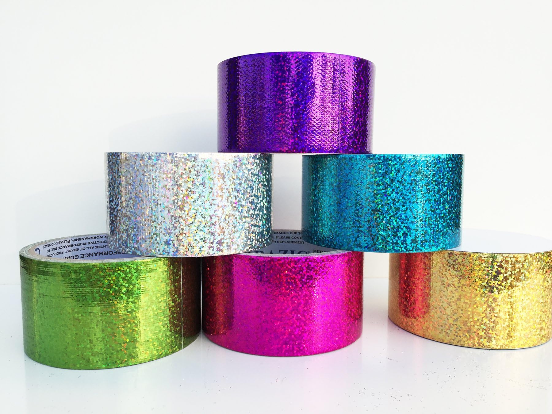 Fun and Beyond 6 Rolls Variety Assorted Color Pack 1.88" Sparkle Holographic All Purpose Duct Tape, Decorative, Packaging Art and Craft Ect.