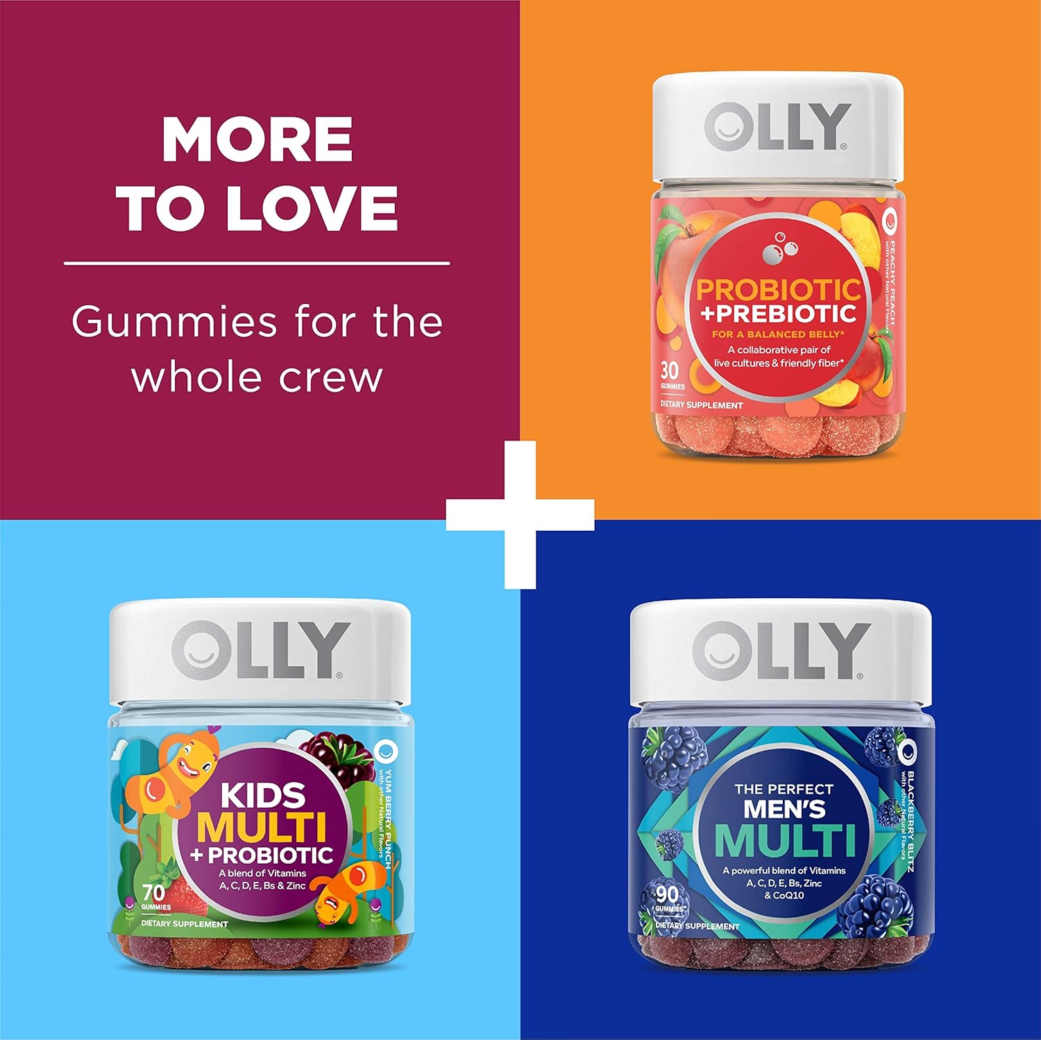 OLLY Women's Multivitamin Gummy, Vitamins A, D, C, E, Biotin, Folic Acid, Chewable Supplement, Berry Flavor, 45 Day Supply - 90 Count (Packaging May Vary) : Health & Personal Care