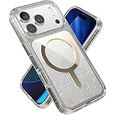 Speck Presidio LUX for iPhone 17 Pro Case, MagSafe-Compatible, Slim Protective Case, Glitter/Gold Metallic