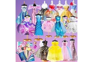 AMOPRO 800PC+Fashion Designer Kits for Girls, Creativity DIY Arts & Crafts Toys Fashion Design Sketchbook with Mannequins, All in One Box Doll Clothes Sewing kit for Kids Ages 8-12+ Birthday Girls Gift