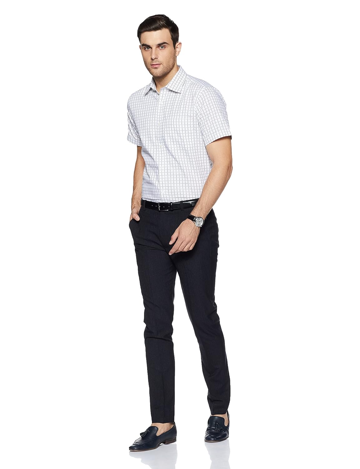 raymond men's solid regular fit cotton formal shirt