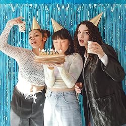 Ohiyoo 5 Pack Blue Fringe Backdrop 3.2ft x 8.2ft