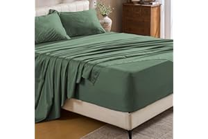 MEISHANG Extra Deep Pocket Cotton Sheets King Size - 100% Egyptian Cotton 1000 Thread Count - Fits 18"-24" in Deep Mattress,Oeko-Tex Certified, Soft & Breathable - 4 Piece (King, Sage Green)