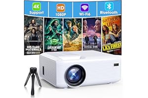 KEJOG Projector Native 1080P Mini Projector with WiFi and Bluetooth Support 4K Portable Projector Outdoor Home Theater Video Proyector Compatible with iOS/Android/Windows/TV Stick/HDMI/USB