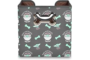Star Wars for Pets GROGU Pet Toy Storage Bin, Fabric Dog Toy Storage Bin, Black and Gray 12” x 12” x 12” | Foldable Cube Storage Bin | Gifts for Star Wars Fans
