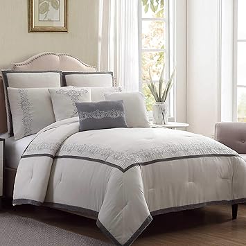 Amazon Com Eluxurysupply 8 Piece Lace Comforter Set Lori Grey