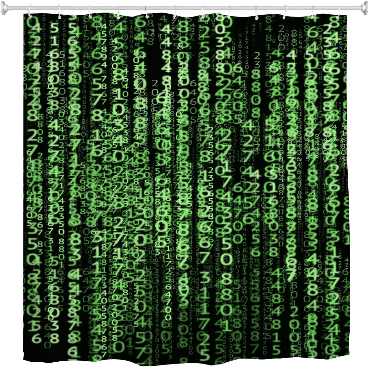 WIHVE Matrix Digital Internet Four Seasons Shower Curtain Bath Curtain Fabric Bathroom Decorations in 60 x 72 inches (12 Free Plastic Hooks)
