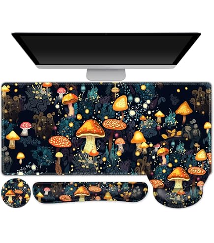 Bxgolkgd Desk Mat Set,Mouse Pad With Keyboard Wrist Rest & Mouse Wrist Rest,Wave...
