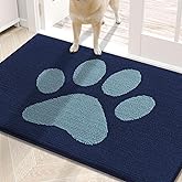 Buganda Dog Door Mat for Muddy Paws, Absorbent Dirt Trapper Washable Indoor Doormats, Non Slip Low-Profile Mud Mat for Dogs, Front Entrance Doormat for Inside Floor (30x20 Inches, Dark Blue)