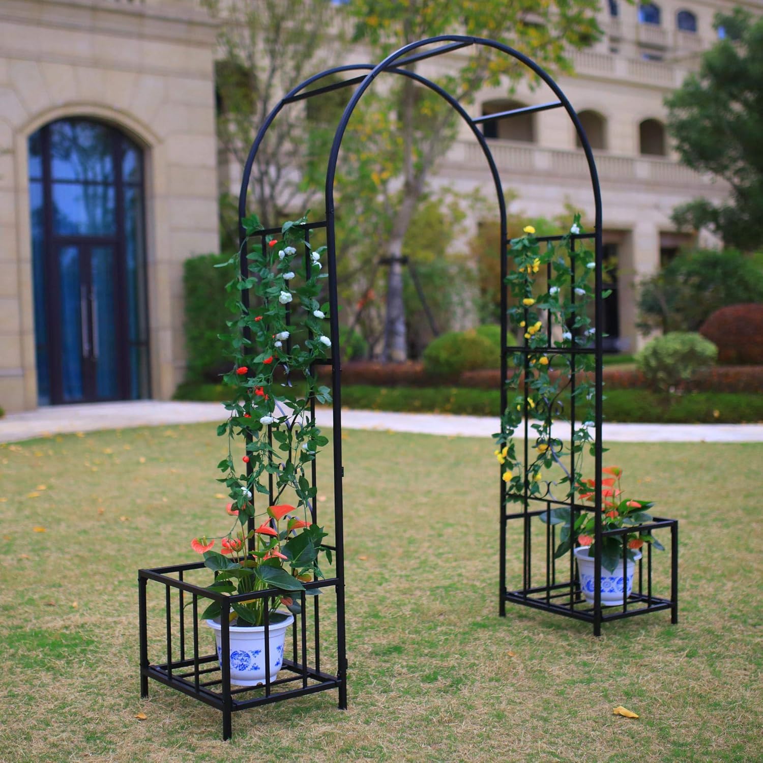 Better Garden Steel Garden Arch with Plant Baskets, 6'9