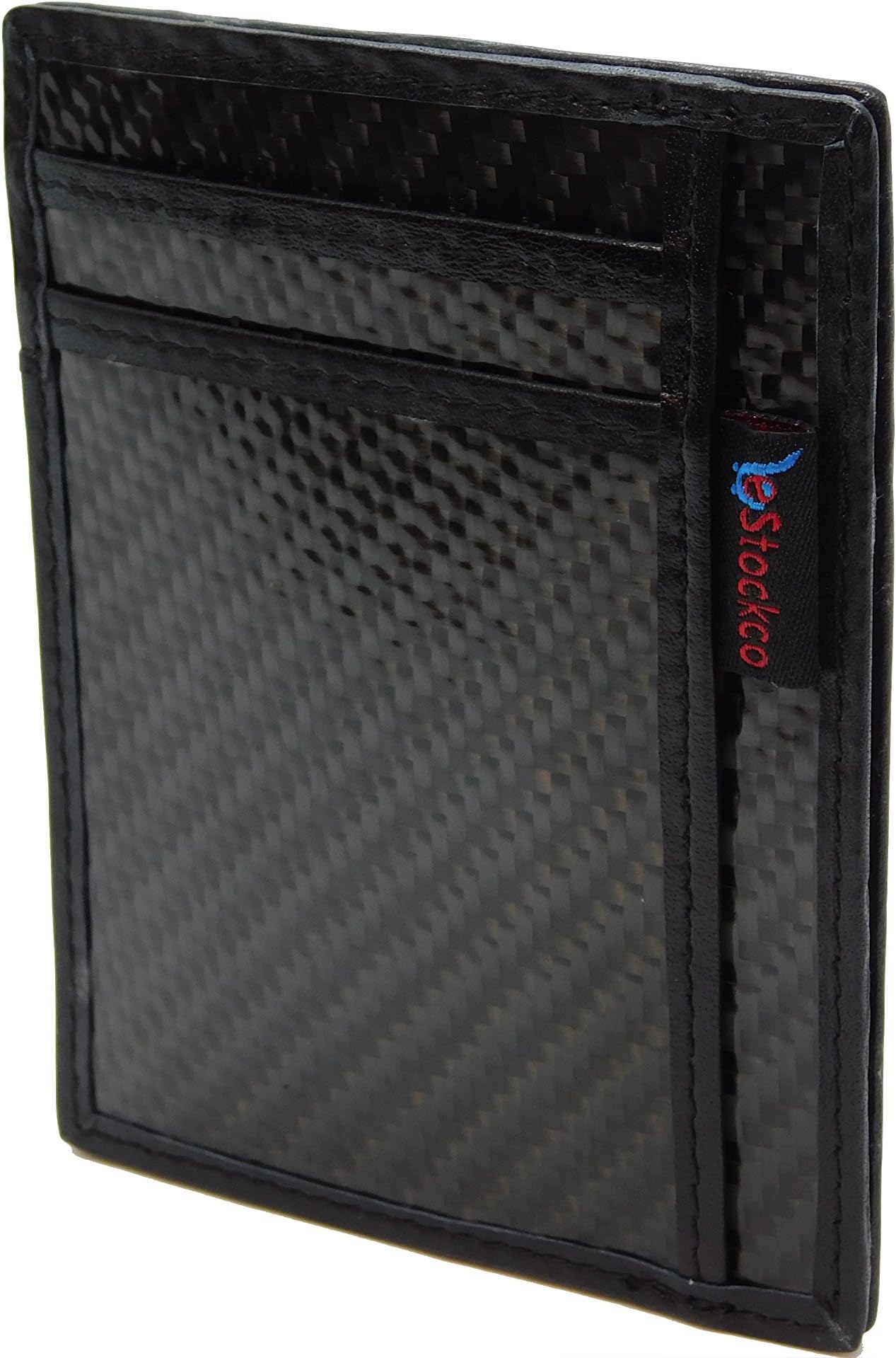 eStockCoCredit Card Wallet Holder Carbon Fibre Leather Trim RFID Protected