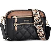 ICOLRAE Quilted Crossbody Bags For Women With Wide Strap Vegan Leather Designer Shoulder Handbags Small Purse