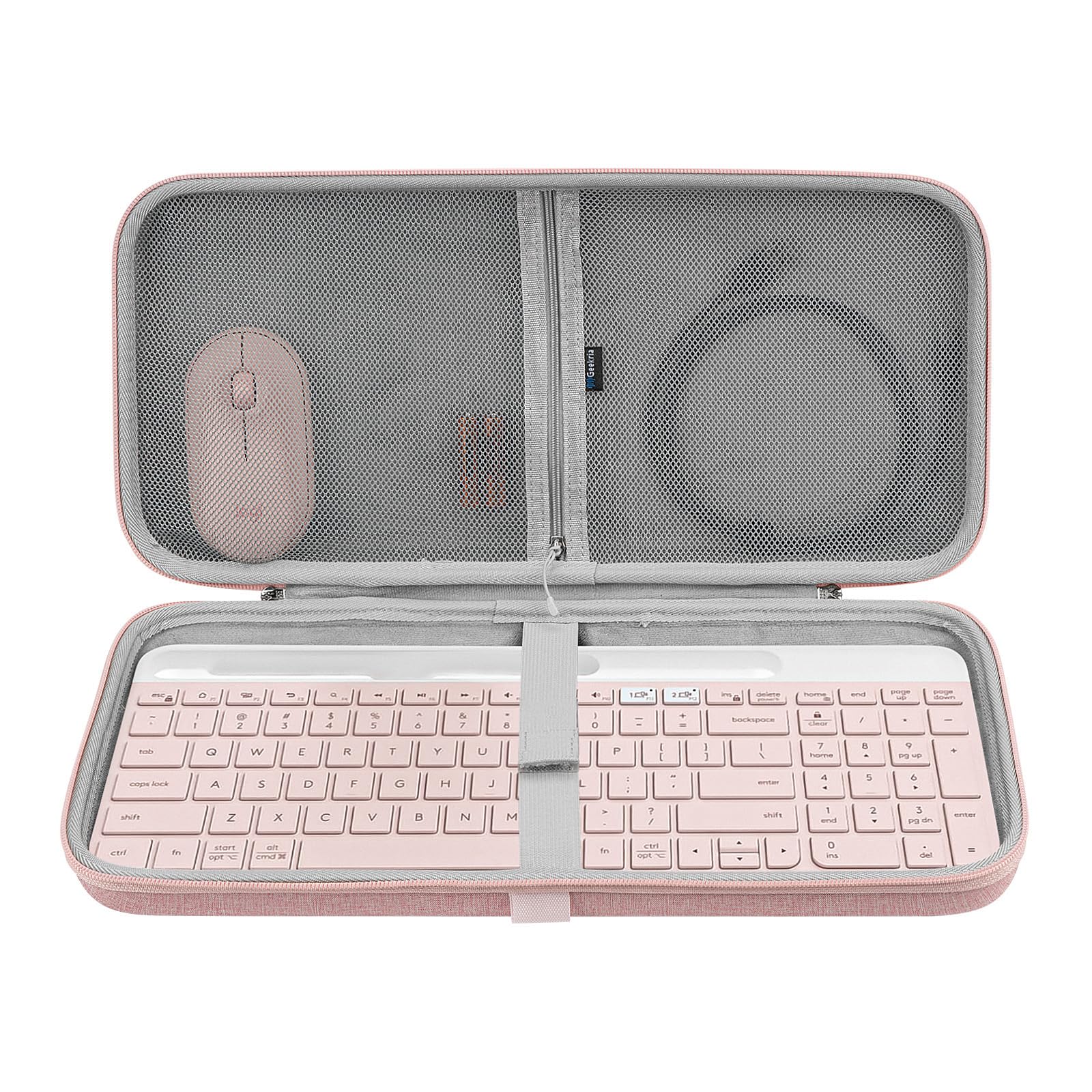 Photo 1 of Geekria Keyboard Carrying Case, Hard Shell Protective Travel Bag, Compatible with Logitech MK470, Logitech K585, Logitech K580, Logitech MK470 Slim Wireless Keyboard and Mouse Combo (Pink)