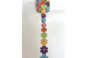 BUYSK 15 Yards Sunflower Ribbon DIY Trims Decorating Lace Trims Flower DIY Ribbon Lace Sewing Embroidery Crafts for Wedding Dress Hair Band Clothes Decoration (Rainbow)