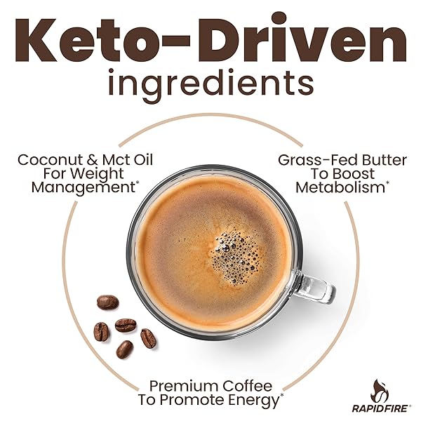 RAPID FIRE KETOGENIC FAIR TRADE INSTANT KETO COFFEE MIX SUPPORTS ENERGY METABOLISM WEIGHT LOSS KETOGENIC DIET CANISTER 15 SERVINGS, ORIGINAL, 7.93 OUNCE