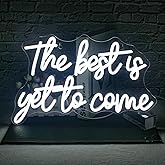 FAXFSIGN The Best Is Yet to Come Neon Sign White Letter Led Neon Lights for Wall Decor Usb Word Light Up Signs for Bedroom Home Bar Wedding Birthday Party Kids Room Teens Gifts