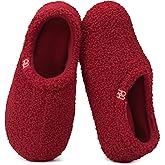 HomeTop Women's Fuzzy Curly Fur Memory Foam Loafer Slippers with Polar Fleece Lining