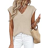 PRETTYGARDEN Women's 2026 Lightweight Sweaters Vest Spring Trendy Cap Sleeve V Neck Knit Tank Tops Summer Going Out Outfits