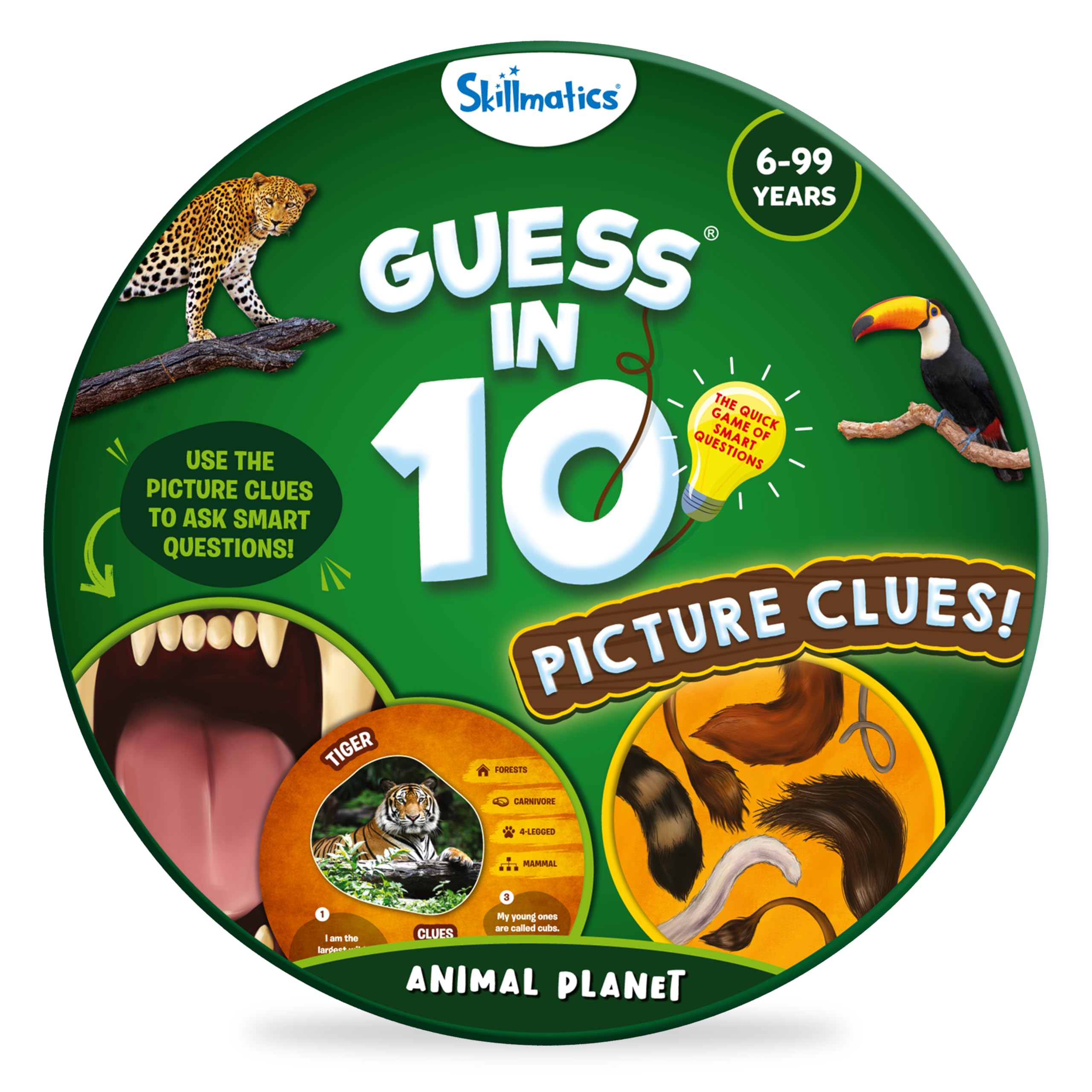 Skillmatics Guess in 10 Animal Picture Clues, Perfect for Boys, Girls, Kids, and Families Who Love, Card Games, Educational Games, Board Games, Gifts for Ages 6, 7, 8, 9 and Up