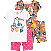 Carter's Toddler Girls 4pc Cotton Snug Pajamas PJs Set (Toucan/Multi, 4T)