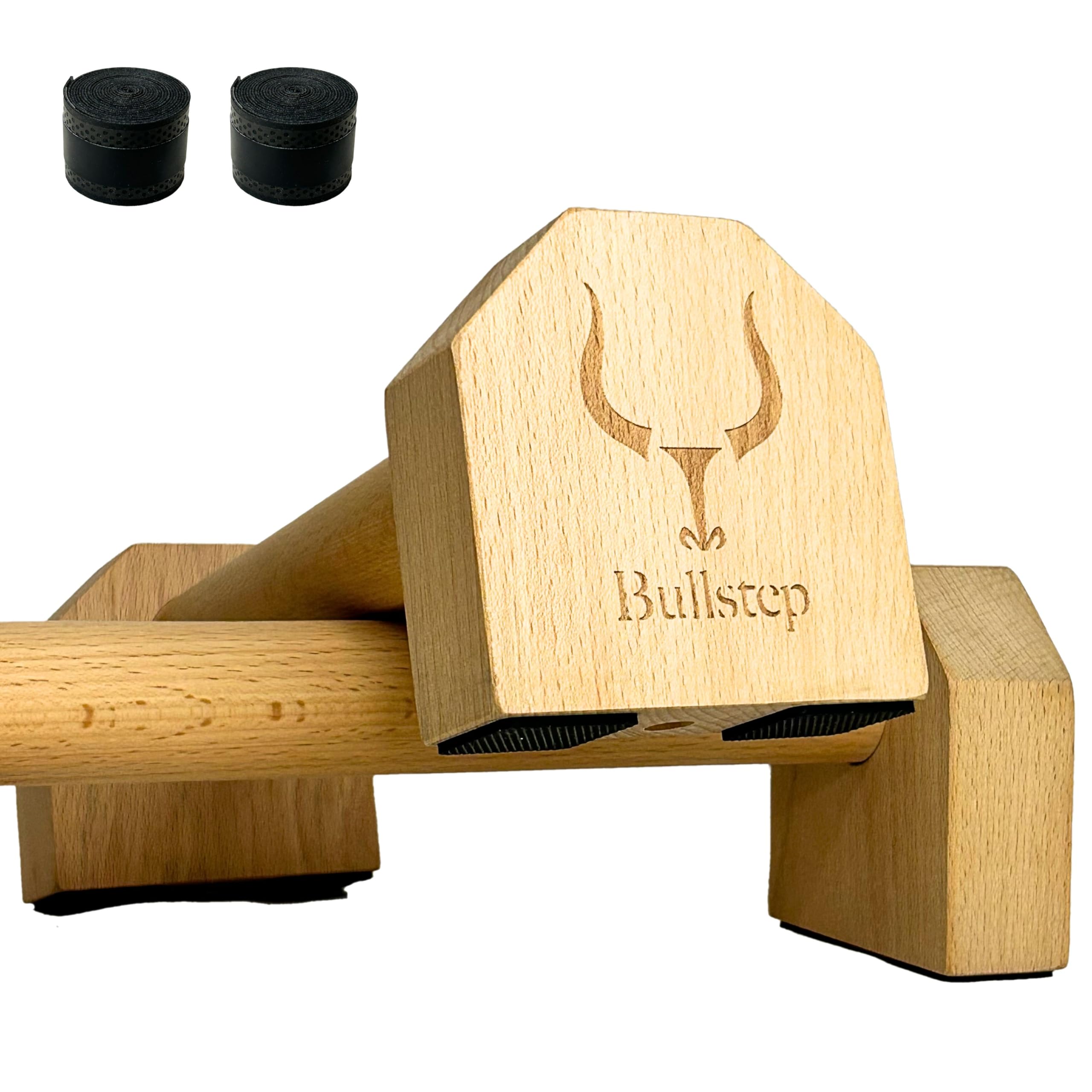 Bullstep® - Wooden Parallettes Bars | Handstand Bars Push Up Handles | Calisthenics Equipment | Wood Parallel Bars with Non-Slip Grips for Planche, L Sit, Pushup, Stands