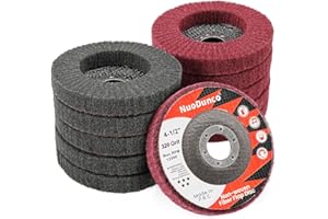 NuoDunco 10Pcs 320 & 600 Grit Scour Flap Disc 4 1/2 Inch Angle Grinder Attachment for Metal & Wood Scouring Pad Polishing Sanding Disc Paint Rust Remover Wheel