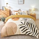 Hilioens Duvet Cover Queen Abstract Arch Sun Beige Modern Mid Century Boho Bedding Sets for All Seasons, 3 Pieces Home Bedroom Decorations Soft Microfiber