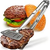 Kitchen Discovery Spatula Tongs for Flipping, 1 piece | Dual spatulas for fish, burgers, pancakes, cutlets, Stainless steel, 