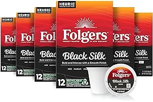 Folgers Black Silk Dark Roast Coffee, 72 Keurig K-Cup Pods