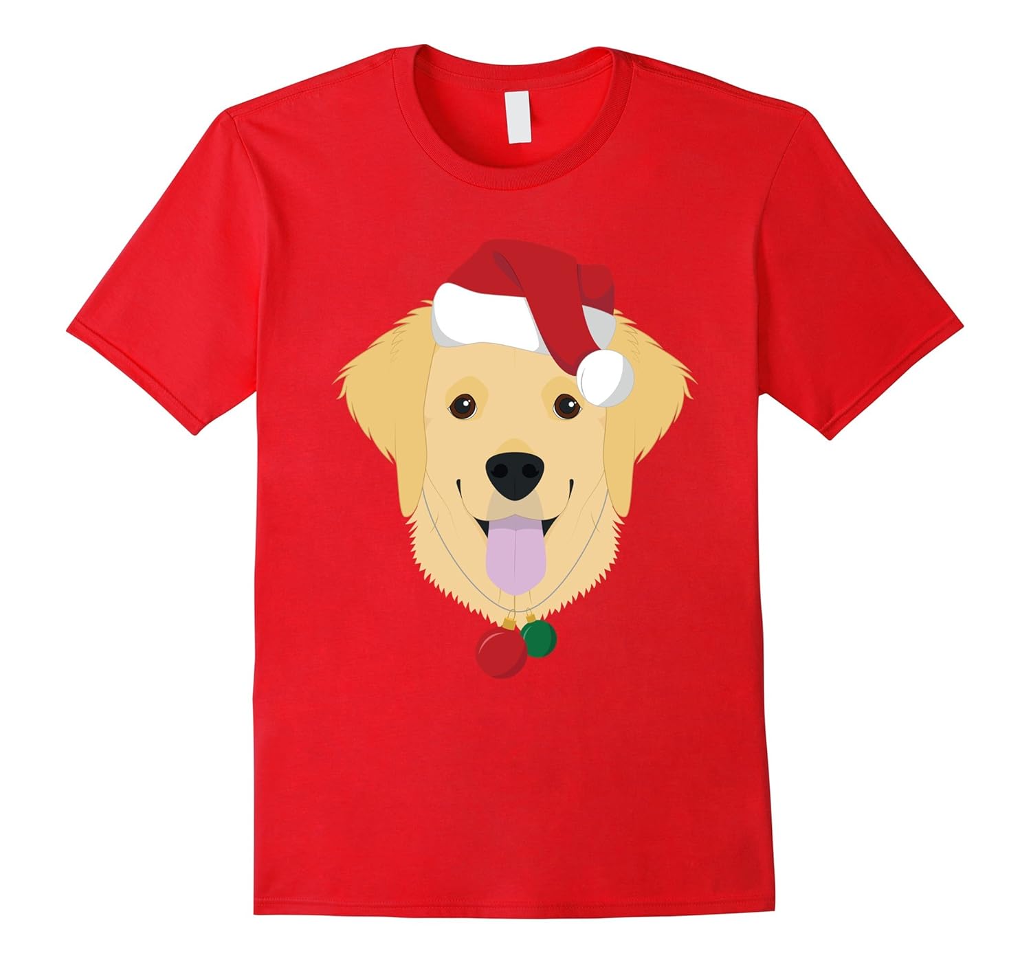 Golden Retriever Dog With Red Santa's Hat Funny Xmas Tshirt-ANZ