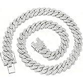 Naisluo Mens Cuban Link Chain Iced Out Miami Cuban Necklace Silver/Gold/Rose Gold Bling Diamond Chains Hip Hop Jewelry Gift for Men Women 16-24inches