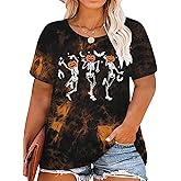 Plus Size Halloween Shirts Women Hocus Pocus Squad T-Shirt Sanderson Sisters Oversized Tee Tops