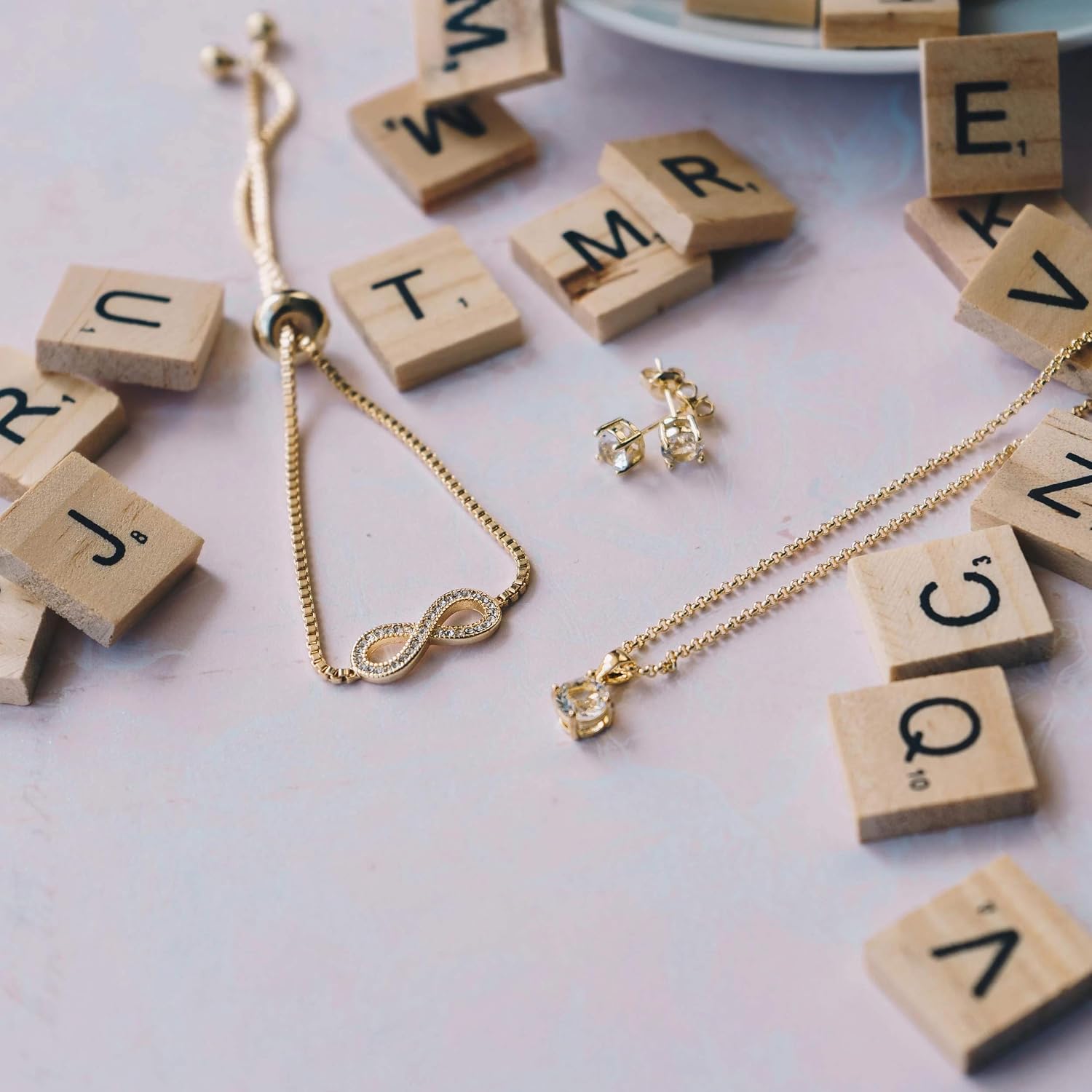 Philip Jones 18k Gold Plated Infinity Friendship Slider Set Created with Zircondia® Crystals, Adjustable - Image 4