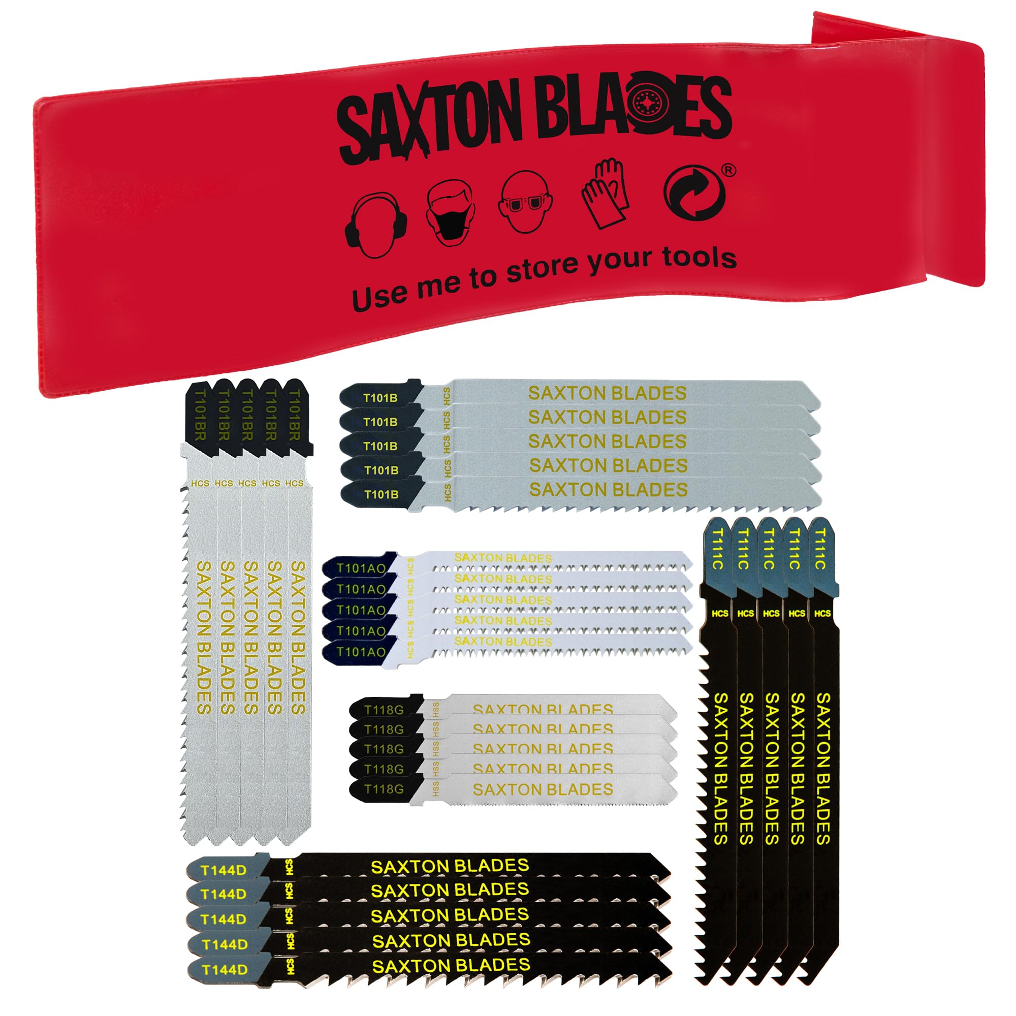 30pc Saxton T Shank Jigsaw Blades Set T144D T101B T101BR T111C T101AO T118G Wood & Metal fit Bosch, Dewalt, Makita etc