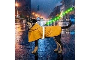 Weesiber Dog Raincoat, Adjustable Waterproof Dog Rain Jacket Poncho with Reflective Strip and Leash Hole, Lightweight Pet Rain Coat for Small to X-Large Dogs (M, Yellow)