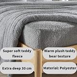 Olivia Rocco Teddy Fleece Extra Deep Fitted Sheet Double Grey view 3
