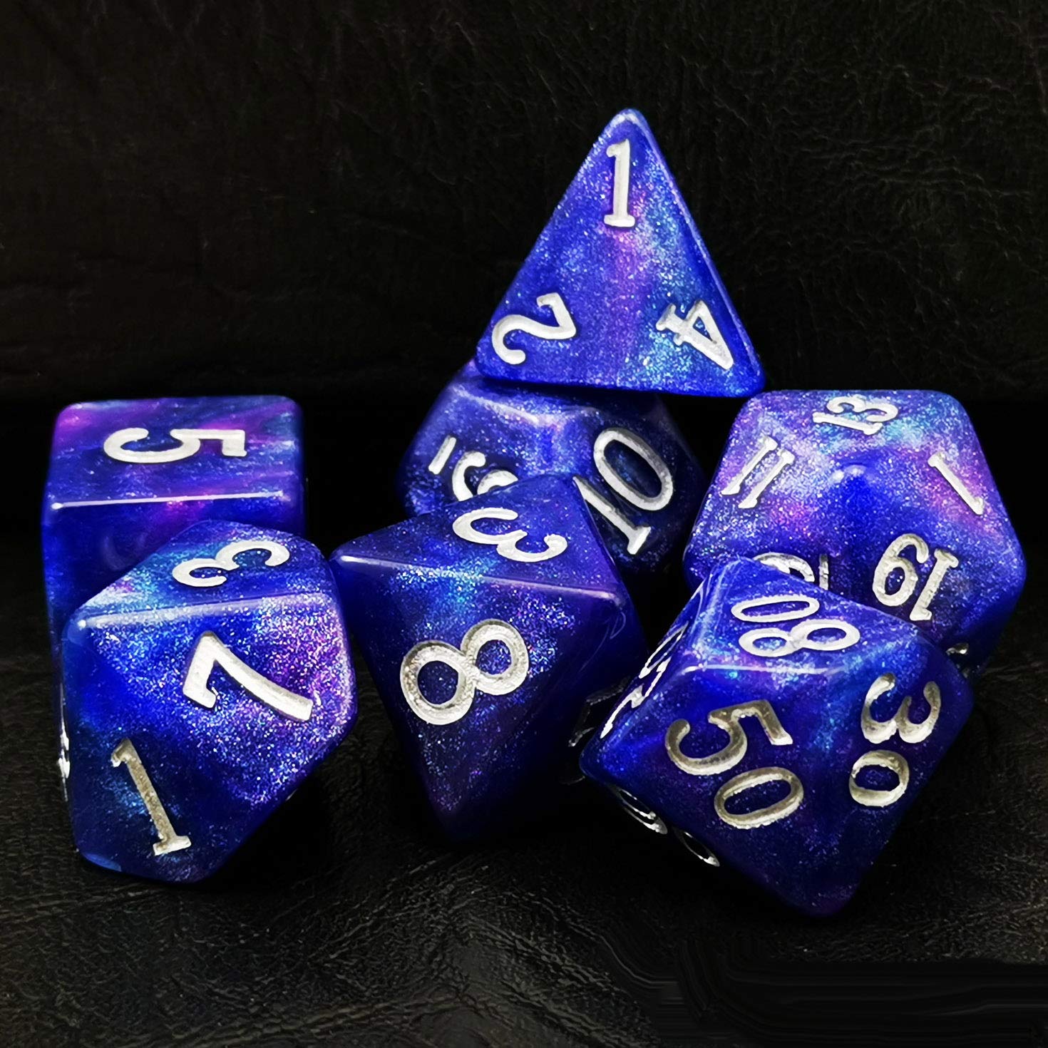Bescon Starry Night Dice Set Series, 7pcs Polyhedral RPG Dice Set Twilight, Polybag Packing