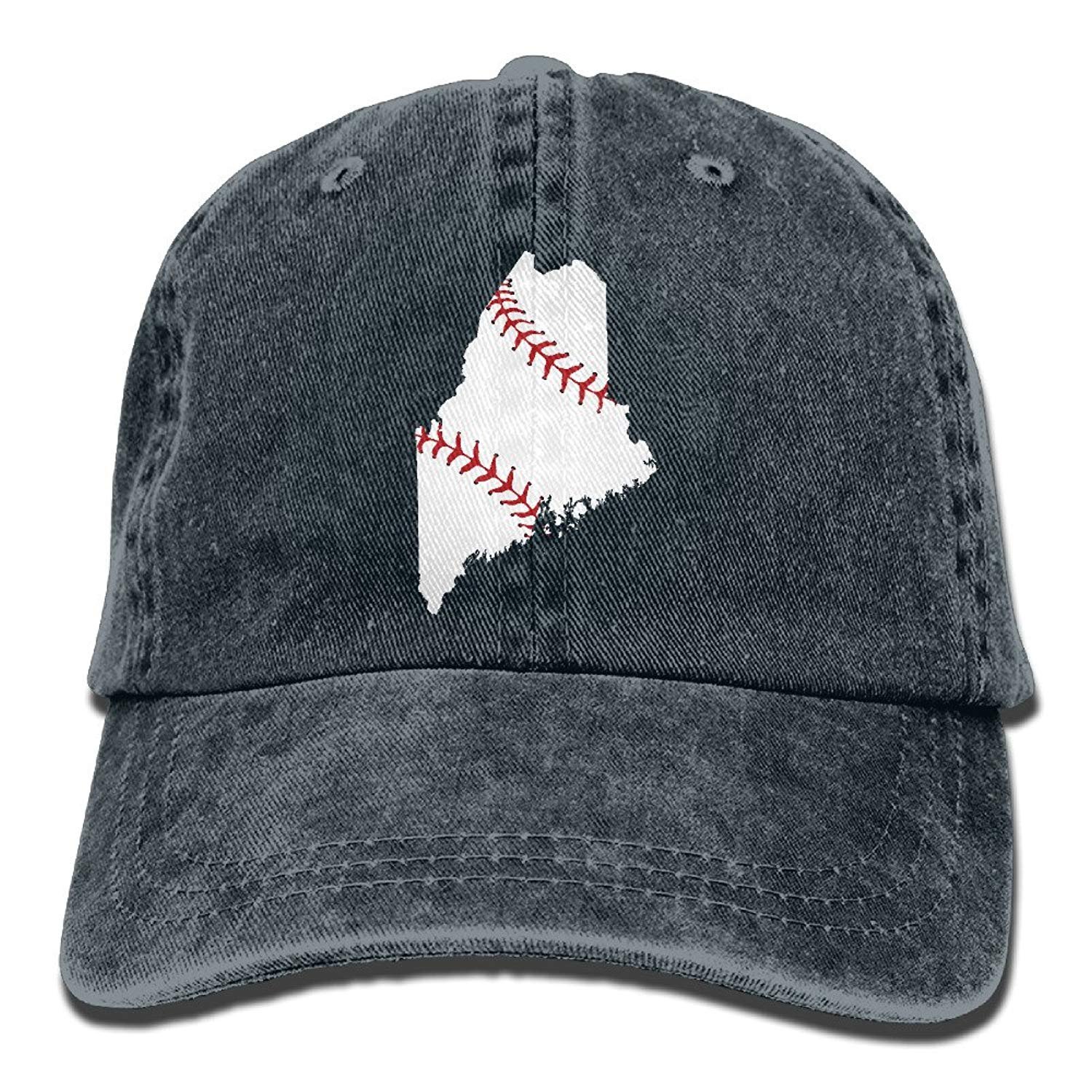 JTRVW Unisex Adult Baseball USA Maine State Map Washed Denim Retro