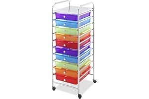 Whitmor 10 Drawer - Rolling Craft Organizer Cart - Chrome 15.25x13.50x35.25