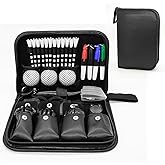 Golf Accessories for Men and Women, Golf Gifts for Him with Leather Case, Golf Brush, Golf Balls, Golf Tees, Golf Ball Clamp, Golf Divot, Golf Ball Line Marker Tool,Golf Ball Marking Stencils