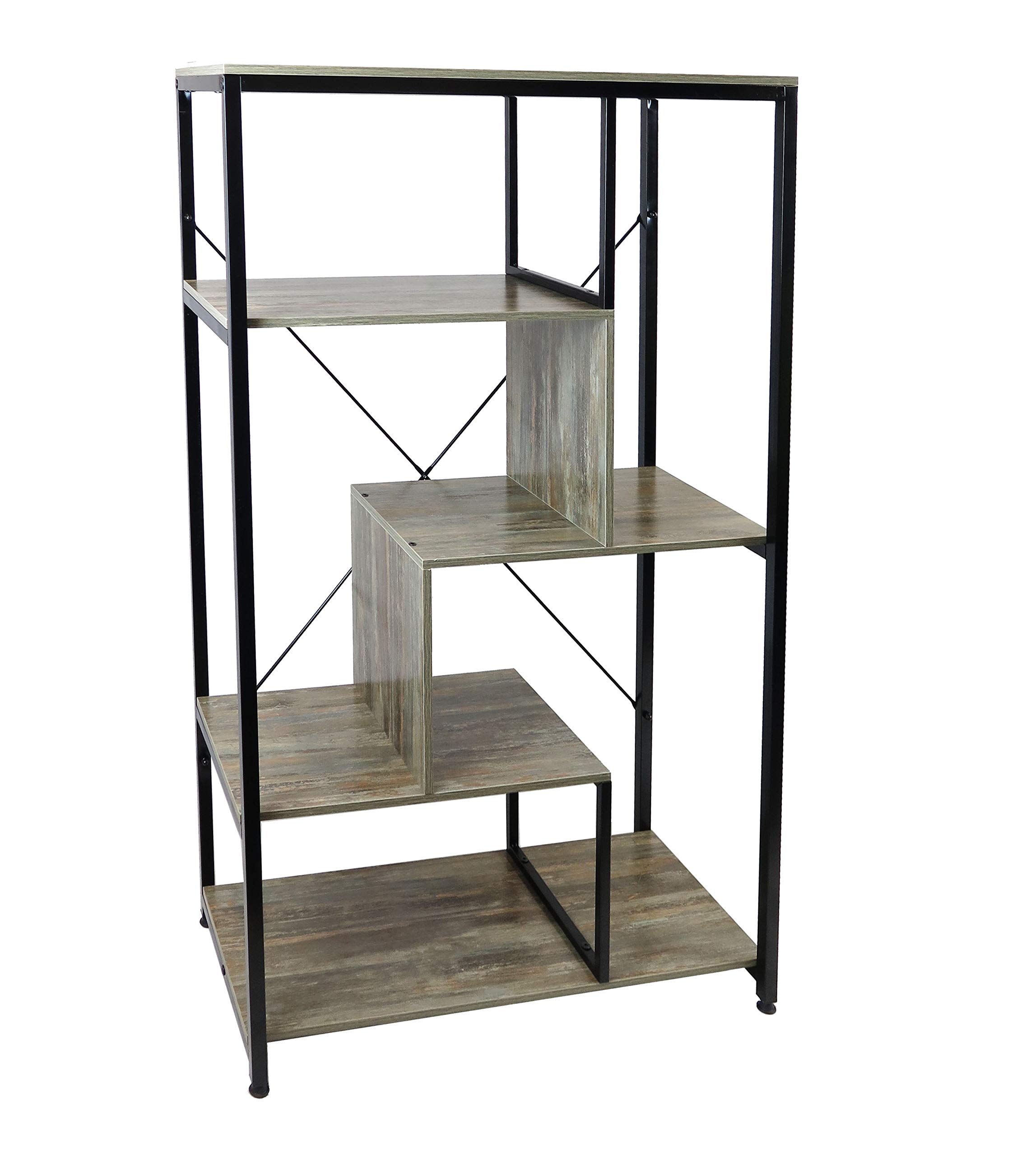 Aspect Industrial Metal and Wood Storage Book Shelf, Vintage, 75(W) x30(D) x130(H) cm