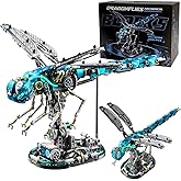 funxinee Mechanical Dragonfly Building Blocks STEM Kit - Insect Animal World Model with LED Light & Display Stand, Educational Toys for Boys Ages 12+ & Adults and Kids, Creative Birthday Gift