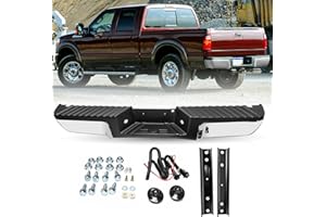 TUSDAR Rear Bumper Assembly Replacement for 2008 to 2016 Ford F-250 F-350 F-450 Super Duty w/o Sensor Holes Chrome Steel Bumpers One-piece Design