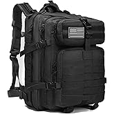 ONE WVW PIN Tactical Backpack for Men, 45L Military Gym Backpacks, Large 3-Day Assault Pack Bug Out Bag MOLLE Daypack for Rucking Fishing Camping(Black)